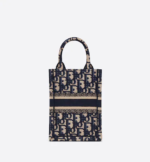 MINI DIOR BOOK TOTE PHONE BAG Blue Dior Oblique Embroidery (13 x 18 x 5 cm) - Image 2