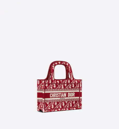 9F8B8DA0-478F-6C79-AA37-A0FCB07A917C MINI DIOR BOOK TOTE Burgundy Dior Oblique Embroidery (22.5 x 15 x 6 cm) - Image 1