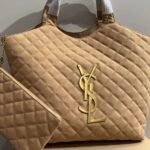 SAINT LAURENT ICARE MAXI SHOPPING BAG IN QUILTED NUBUCK SUEDE - Image 3