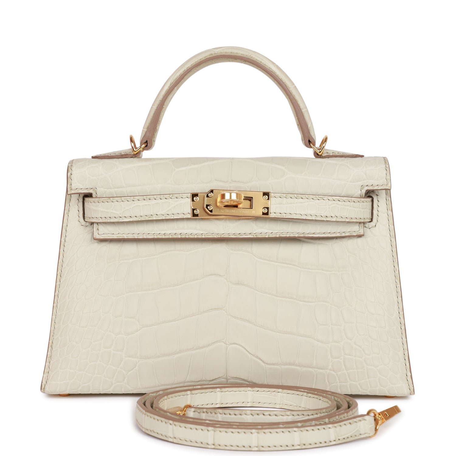 A7F7522F-0F27-A44C-B74A-D94BDA3F2949 Hermès Kelly Sellier 20cm Beton Matte Alligator Gold Hardware (HANDMADE) - Image 1