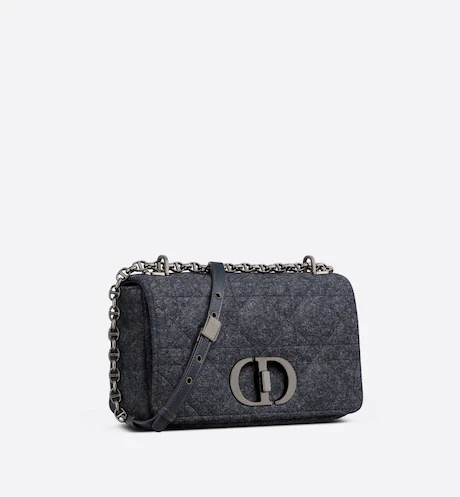 A807D368-9BC0-95C9-9C04-AFD6B49ECF67 MEDIUM DIOR CARO BAG Navy Blue Macrocannage Felt - Image 1