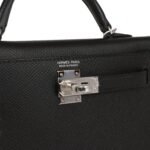 Hermès Kelly Sellier 20 Black Epsom Palladium Hardware - Image 7