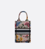 MINI DIOR BOOK TOTE PHONE BAG Pink Multicolor Dior Petites Fleurs Embroidery (13 x 18 x 5 cm) - Image 2