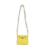 Hermès Mini Lindy Jaune Citron Ostrich Palladium Hardware - Image 7