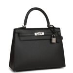 Hermès Kelly Sellier 25 Black Epsom Palladium Hardware - Image 2