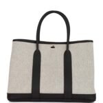 Hermès Garden Party 30 Ecru Toile and Black Negonda Palladium Hardware