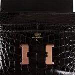 Hermès Constance Compact Wallet Black Shiny Alligator Rose Gold Hardware (HANDMADE) - Image 7