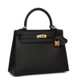 Hermès Kelly Sellier 25 Black Epsom Gold Hardware - Image 2