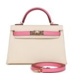 Hermès Special Order (HSS) Kelly Sellier 20 Nata and Rose Azalee Epsom Permabrass Hardware (HANDMADE)