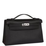Hermès Kelly Pochette Black Swift Palladium Hardware - Image 2