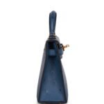 Hermès Kelly Sellier 20 Bleu Iris Ostrich Gold Hardware (HANDMADE) - Image 3
