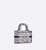 MINI DIOR BOOK TOTE Blue Toile de Jouy Embroidery (22.5 x 15 x 6 cm)