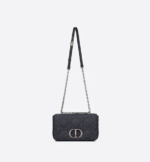 MEDIUM DIOR CARO BAG Navy Blue Macrocannage Felt - Image 3