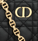 DIOR CARO ROUND POUCH WITH CHAIN Black Supple Cannage Calfskin - Image 6