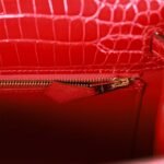 Hermès Kelly Sellier 25 Braise Shiny Porosus Crocodile Gold Hardware（HANDMADE） - Image 9