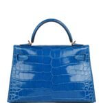 Hermès Kelly Sellier 20 Bleu Zellige Shiny Alligator Gold Hardware  (HANDMADE) - Image 4