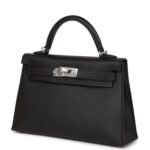 Hermès Kelly Sellier 20 Black Epsom Palladium Hardware - Image 5
