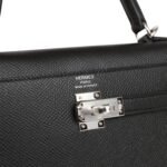 Hermès Kelly Sellier 25 Black Epsom Palladium Hardware - Image 7