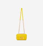 SMALL DIOR CARO BAG Yellow Supple Cannage Calfskin - Image 4