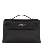 Hermès Kelly Pochette Black Swift Palladium Hardware