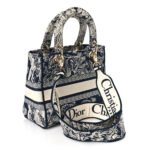 CHRISTIAN DIOR Toile de Jouy Embroidered Medium Lady D-Lite Blue - Image 2