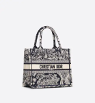 SMALL DIOR BOOK TOTE Blue Toile de Jouy Reverse Embroidery (26.5 x 21 x 14 cm)