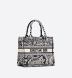 SMALL DIOR BOOK TOTE Blue Toile de Jouy Reverse Embroidery (26.5 x 21 x 14 cm)