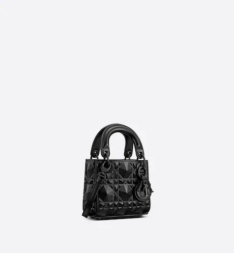 F5017608-B7AB-4F6D-642C-3FE67F28502F MICRO LADY DIOR BAG Black Cannage Calfskin with Diamond Motif - Image 1