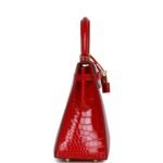 Hermès Kelly Sellier 25 Braise Shiny Porosus Crocodile Gold Hardware（HANDMADE） - Image 3