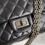 Chanel 23A Classic Medium 2.55 Flap Bag Black Distressed Calfskin Ruthenium Hardware - Image 7