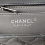 Chanel 23K AS1787 Mini Pearl Embossed Rectangular Flap Bag Lambskin Brushed Silver Metal Hardware Dark Grey - Image 9