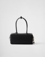 Re-Nylon and Leather Small Top-Handle Bag With Padlock - Image 6