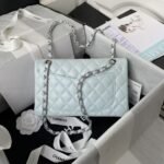 Chanel Small Classic Handbag Silver Hardware - Image 2