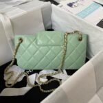 Chanel 24C AS4611 Vintage Logo Lambskin Rectangular Shoulder Bag Green - Image 2