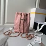 Chanel 24S AS4810 Medium CC Drawstring Backpack Shiny Lambskin Light Gold Hardware Pink - Image 2