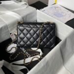 Chanel AS4967 Small Flap Bag Shiny Lambskin Enamel & Gold Metal Black - Image 2