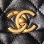 Chanel AS4997 Flap Bag with top Handle Shiny Lambskin Imitation Pearls & Gold-Tone Metal Black - Image 3
