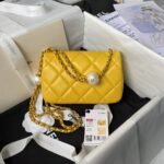 Chanel AS4868 Mini Flap Bag Pearl Lambskin Faux Pearl & Gold Metal Yellow - Image 2