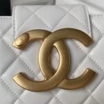 Chanel 24C AS4611 Vintage Logo Lambskin Rectangular Shoulder Bag White - Image 3