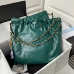 Chanel 22 AS3260 Small Bag Dark Green Calfskin Gold Hardware - Image 2