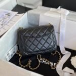 Chanel 23C AS1786 Mini Square Pearl Embossed Flap Bag Antique Gold Hardware Black - Image 2