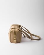 Re-Nylon and Leather Medium Top-Handle Bag With Padlock - Image 3