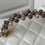 Chanel AP3804 Clutch Lambskin Cosmetic Bag With Pearl Handle White - Image 6