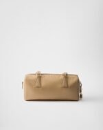 Re-Nylon and Leather Medium Top-Handle Bag With Padlock - Image 5