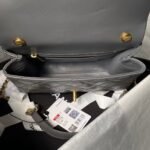 Chanel AS4997 Flap Bag Top Handle Shiny Lambskin Imitation Pearl & Gold Metal Grey - Image 7