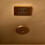 Chanel 23S AS4041 Mini Camellia Embossed Rectangular Flap Bag Antique Gold Metal Hardware Apricot - Image 8
