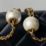 Chanel AS4861 Small Flap Bag Pearl Lambskin Faux Pearl & Gold Metal Black - Image 5