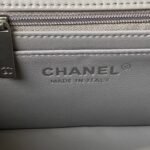 Chanel 23K AS1787 Mini Pearl Embossed Rectangular Flap Bag Lambskin Brushed Silver Metal Hardware Light Grey - Image 9
