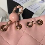 Chanel 24S AS4810 Medium CC Drawstring Backpack Shiny Lambskin Light Gold Hardware Pink - Image 6