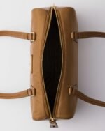 Re-Nylon and Leather Medium Top-Handle Bag With Padlock - Image 3